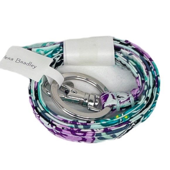 Vera Bradley Penelope’s Garden Zip ID Case and Lanyard Purple Blue Green - Picture 4 of 6